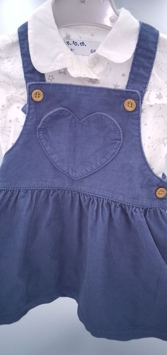 Zestaw sukienka + biała w gwiazdki koszula roz 68cm