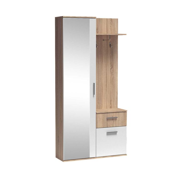 Nowoczesna garderoba z lustem i szafką na buty