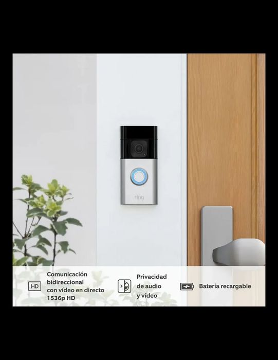 Campainha Inteligente Ring Video Doorbell 2024 com bateria (Níquel)