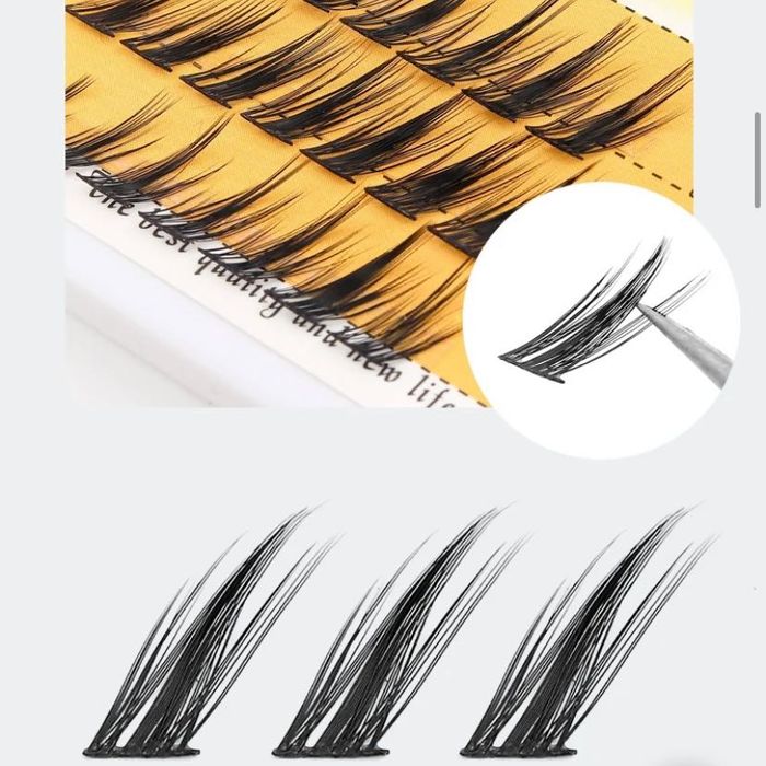 Пучкові накладні вії World Fox Style, вії з косим кінчиком.