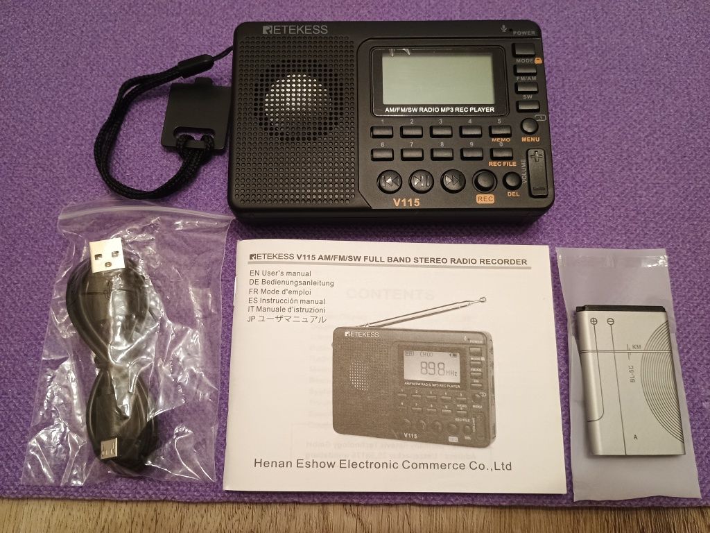 Retekess V115 цифровий портативний акумуляторний радіоприймач