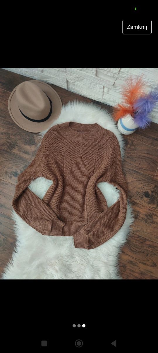 Primark Boho sweterek Bohemian bufiaste rękawki rozmiar S M