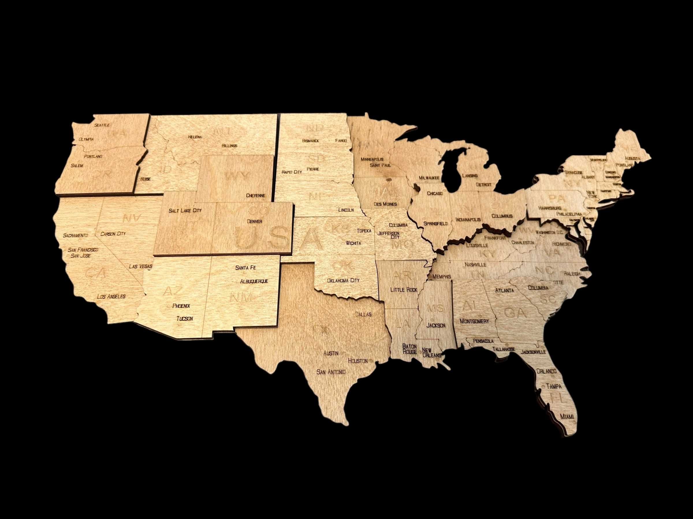 Mapa 3D drewniana USA-Winchester 158cm Stany Zjednoczone, U.S.A.