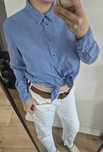 Koszula niebieska biurowa klasyczna lyocell blue shirt elegancka L