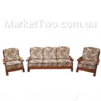 Гарнитур Irlanda:диван трёхместный  раскладной и 2 кресла б/у (290507)