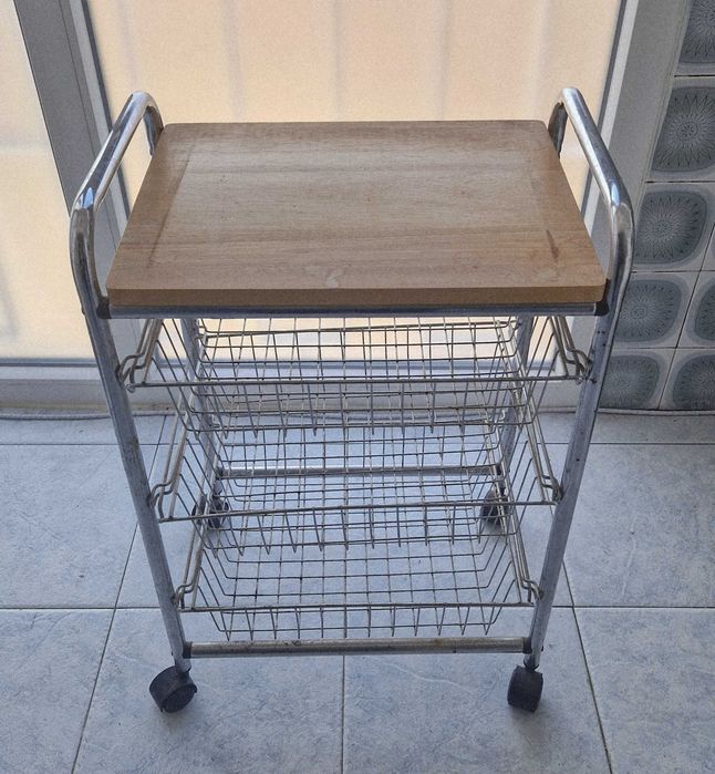 Carrinho de suporte doméstico com rodas, 3 gavetas