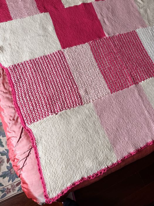 Manta lã crochet feita à mão