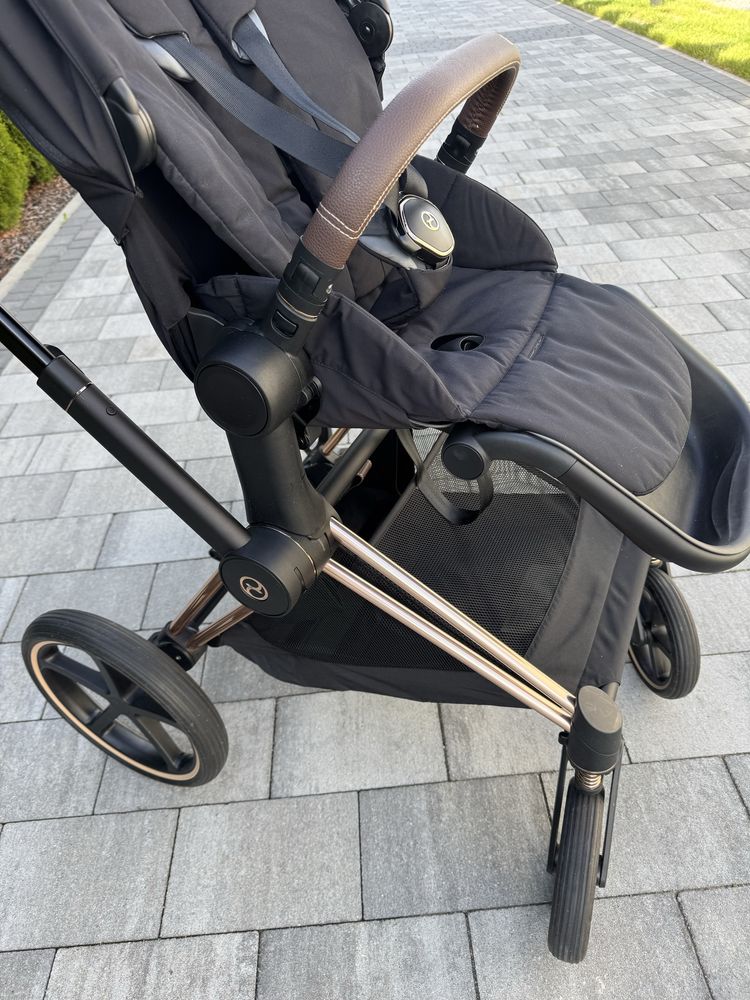 Cybex Priam 4.0 rosegold nowa tapicerka deep black i nowy kosz