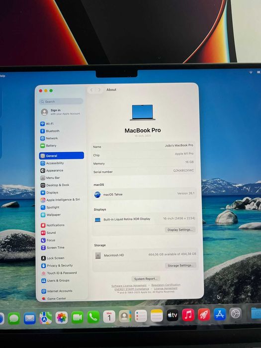 MacBook Pro 16" M1 Pro (2021/2022) – 16GB / 512GB – Cinzento Sideral