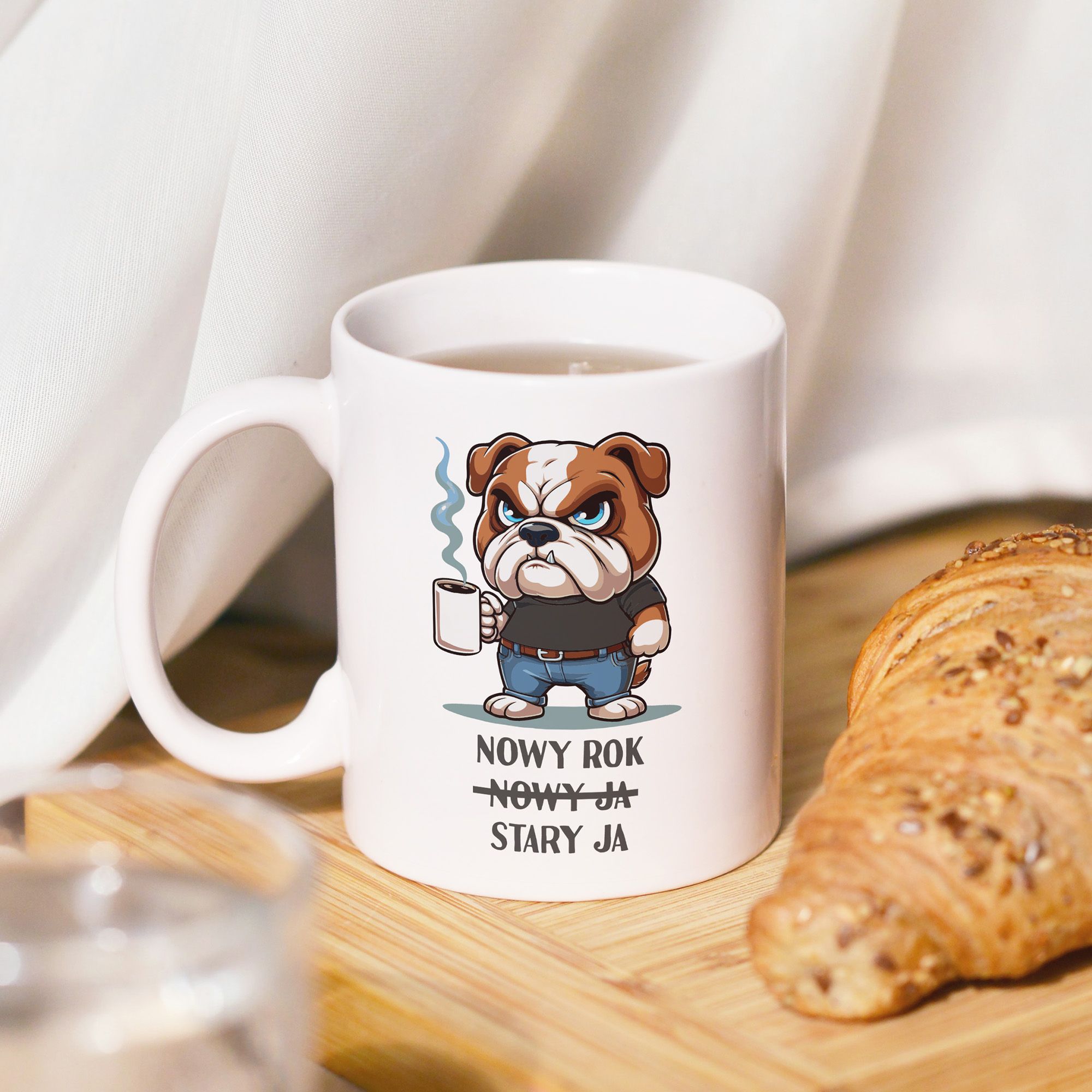Kubek  330ml śmieszny nadruk PIES BULDOG na prezent święta