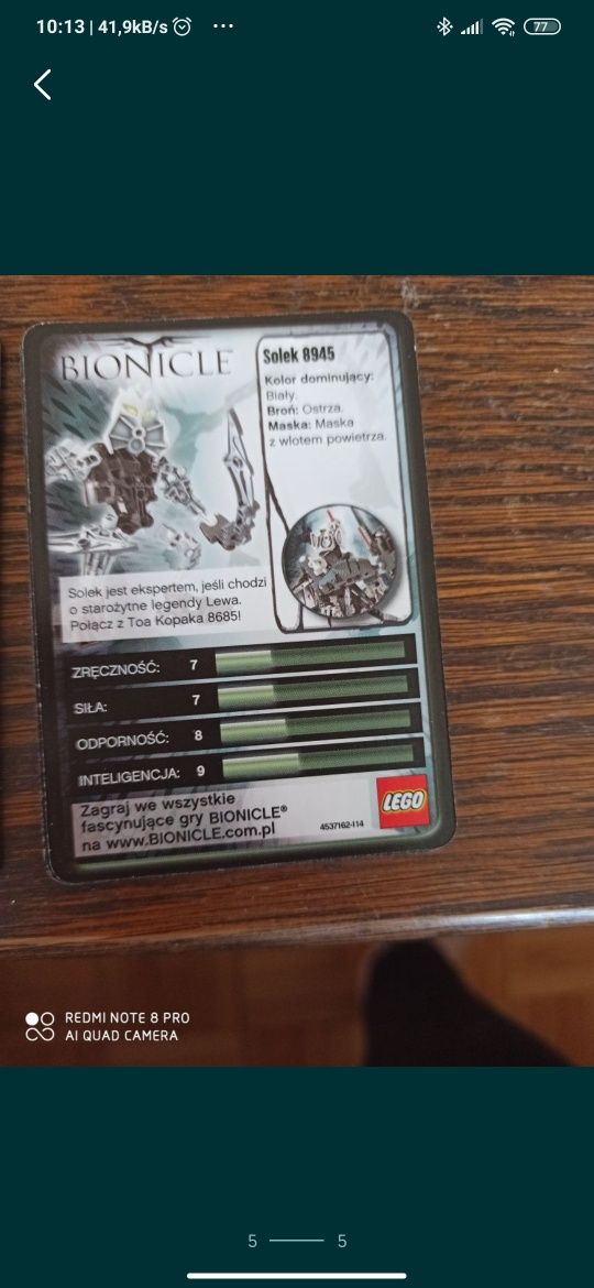 Karty lego Bionicle fo gry