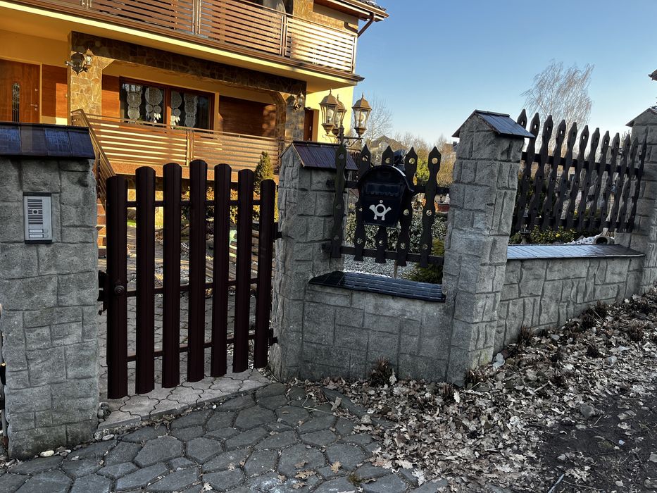 Brama aluminiowe sztachety dwuskrzydłowa 2x plus furtka