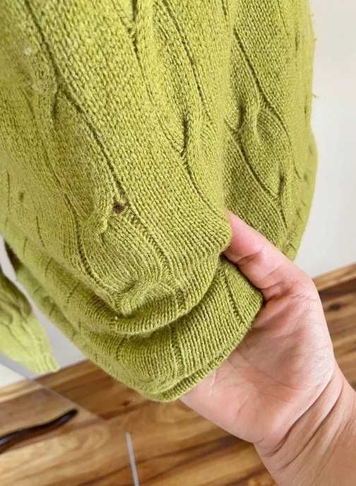 sweter zielony limonka m l 40 38 neon welna lam owcza wool modny basic