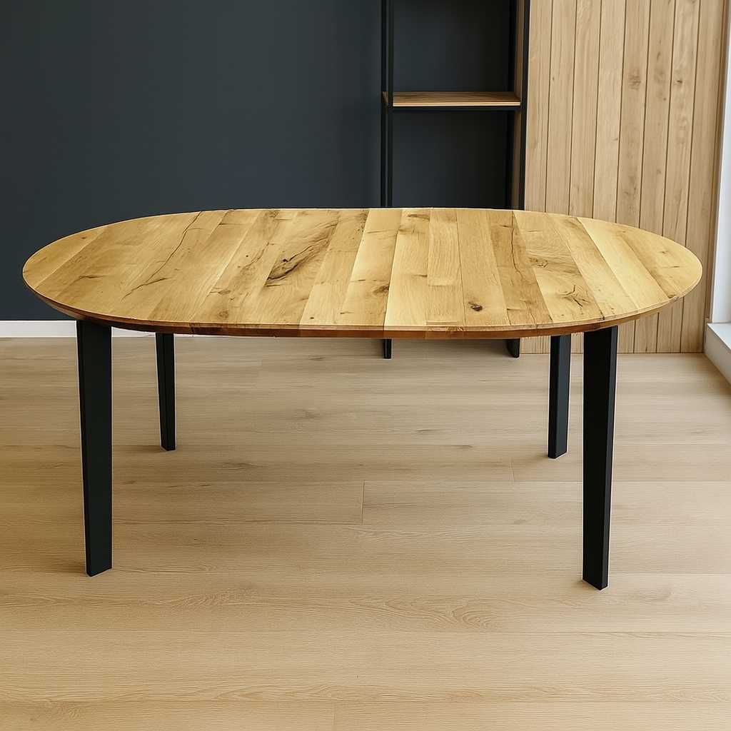 Stół Dębowy Okrągły LOFT, 100% Lite Drewno, Różne Wymiary, Rozkładany.