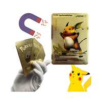 Złota METALOWA Karta Pokemon Pikachu POTĘŻNA