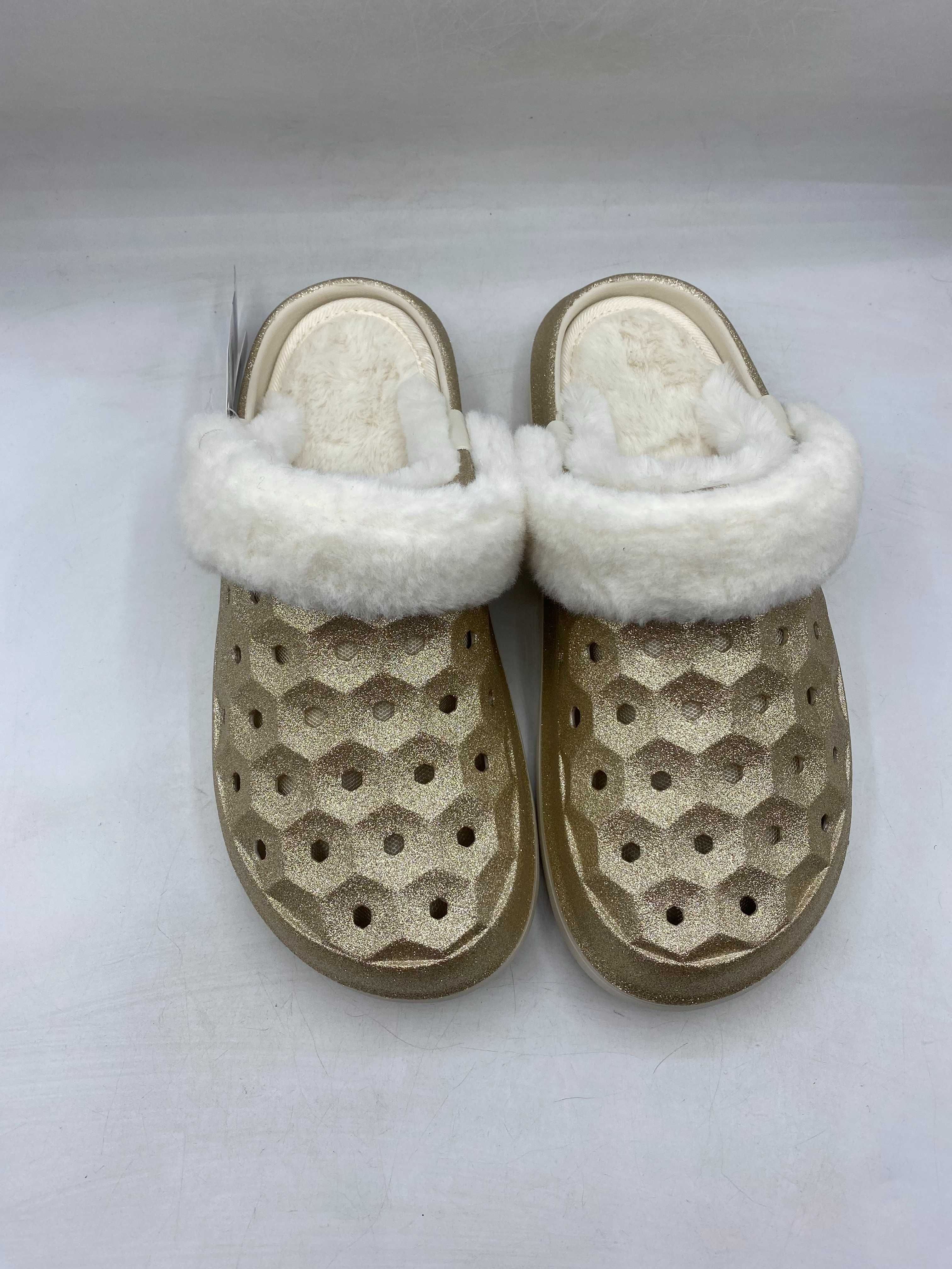 Крокси joybees varsity lined clog trendsetter gold glitter\natural
