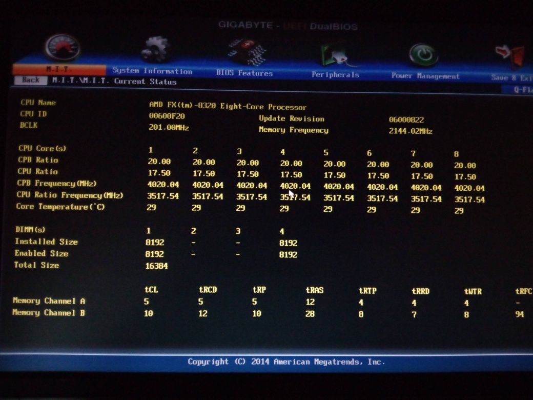 x2 DDR3 8GB 1600 / 2133 MHz