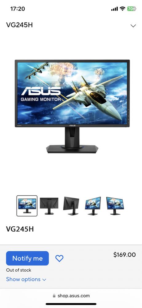 Monitor Asus VG245H 75 Hz 24” PREÇO NEGOCIÁVEL