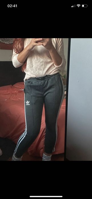 Calças adidas fato de treino cinzento