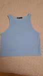 Top sportowy halter niebieski Dunnes M/L prążkowany