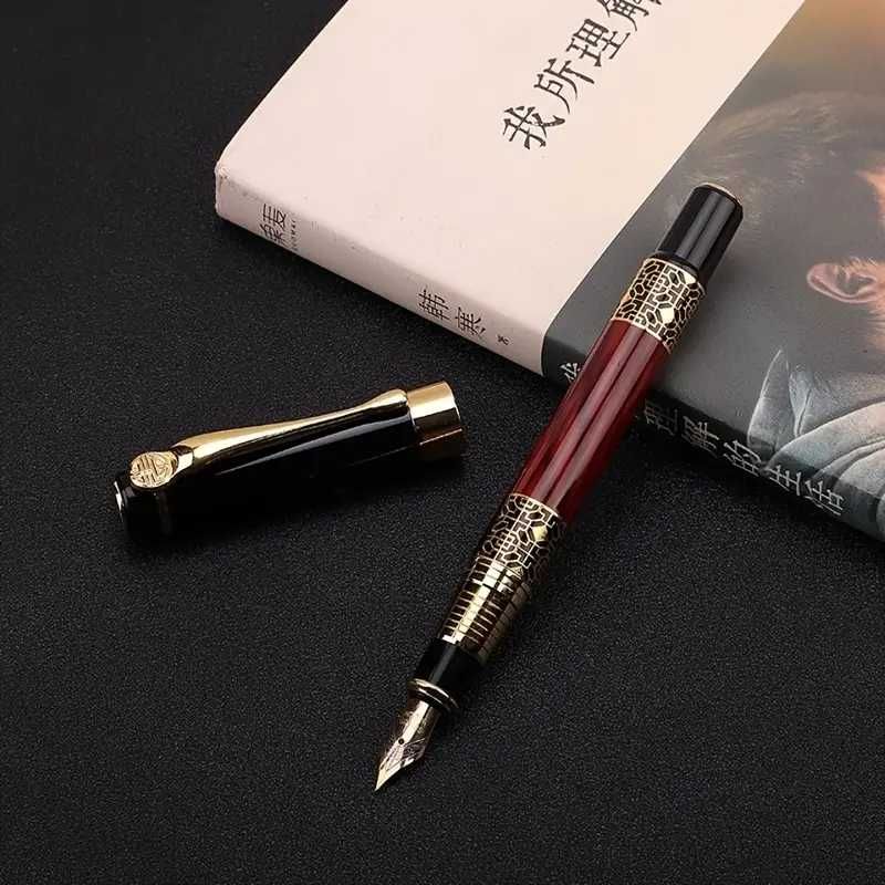 eleganckie pióro wieczne z konwerterem w zestawie 10 nabojów mohoniowe