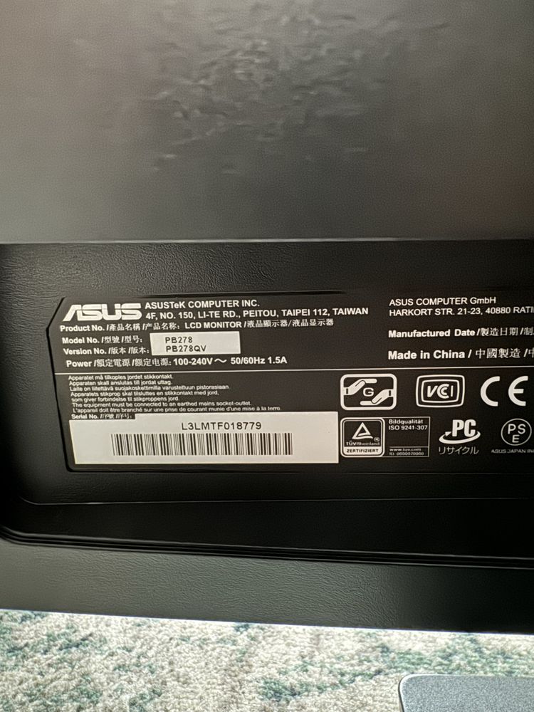 Monitor/TV ASUS PB278QV (27'' - Wide QuadHD - IPS LED