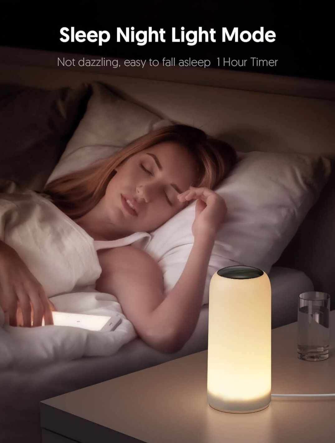 EASEMO Lampka nocna dotykowa, ściemniana, 256 RGB, ciepła biel