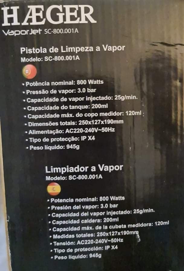 Máquina Limpeza Vapor Haeger Vapor Jet SC- 800.001A