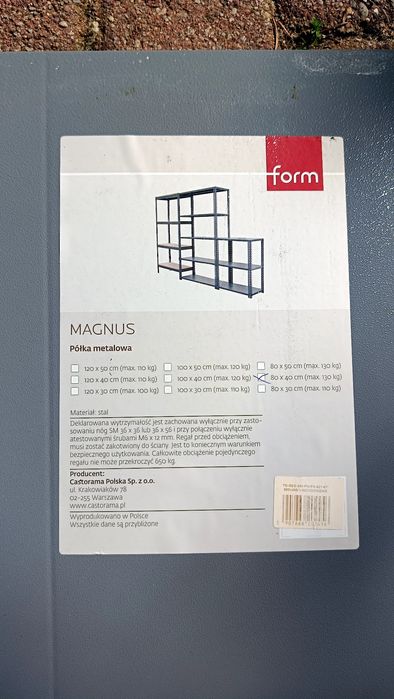 Półka do regału lakierowana Form 80x60 cm wzmacniana  150kg szara
