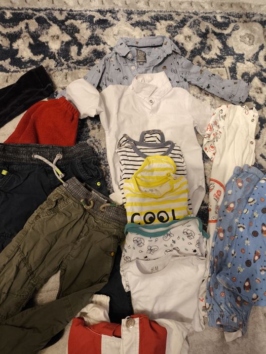 Zestaw spodni ocieplane, koszule na święta paczka dla chłopaka 80