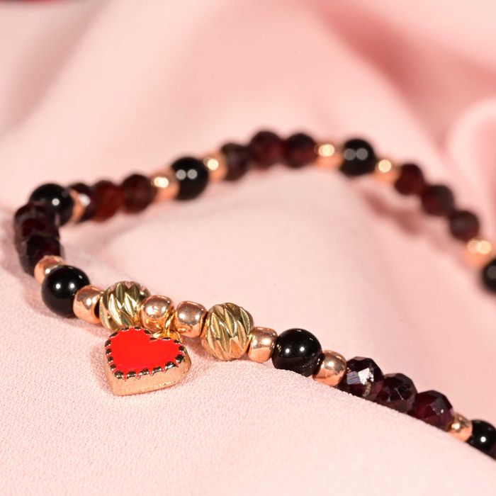 Bransoletka Granat Turmalin Czarny Serce
