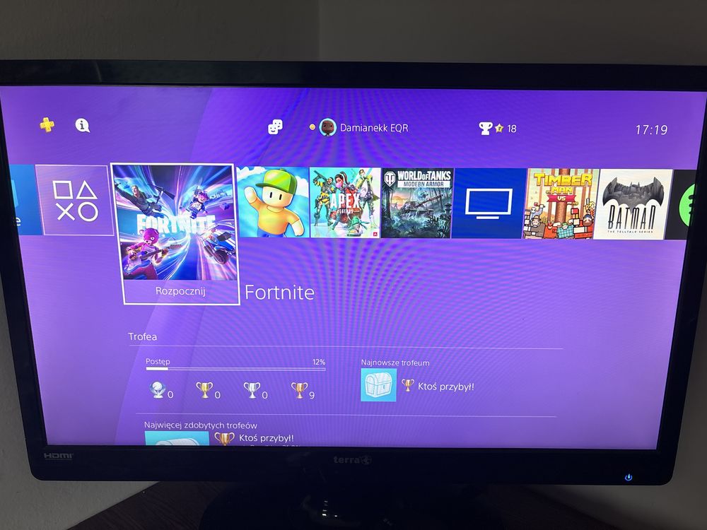 Ps4 Fat + pad (nie org) monitor Terra 60hz, klawiatura, myszka