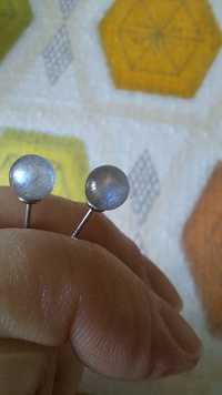 Сережки пусети срібні з місячним каменем