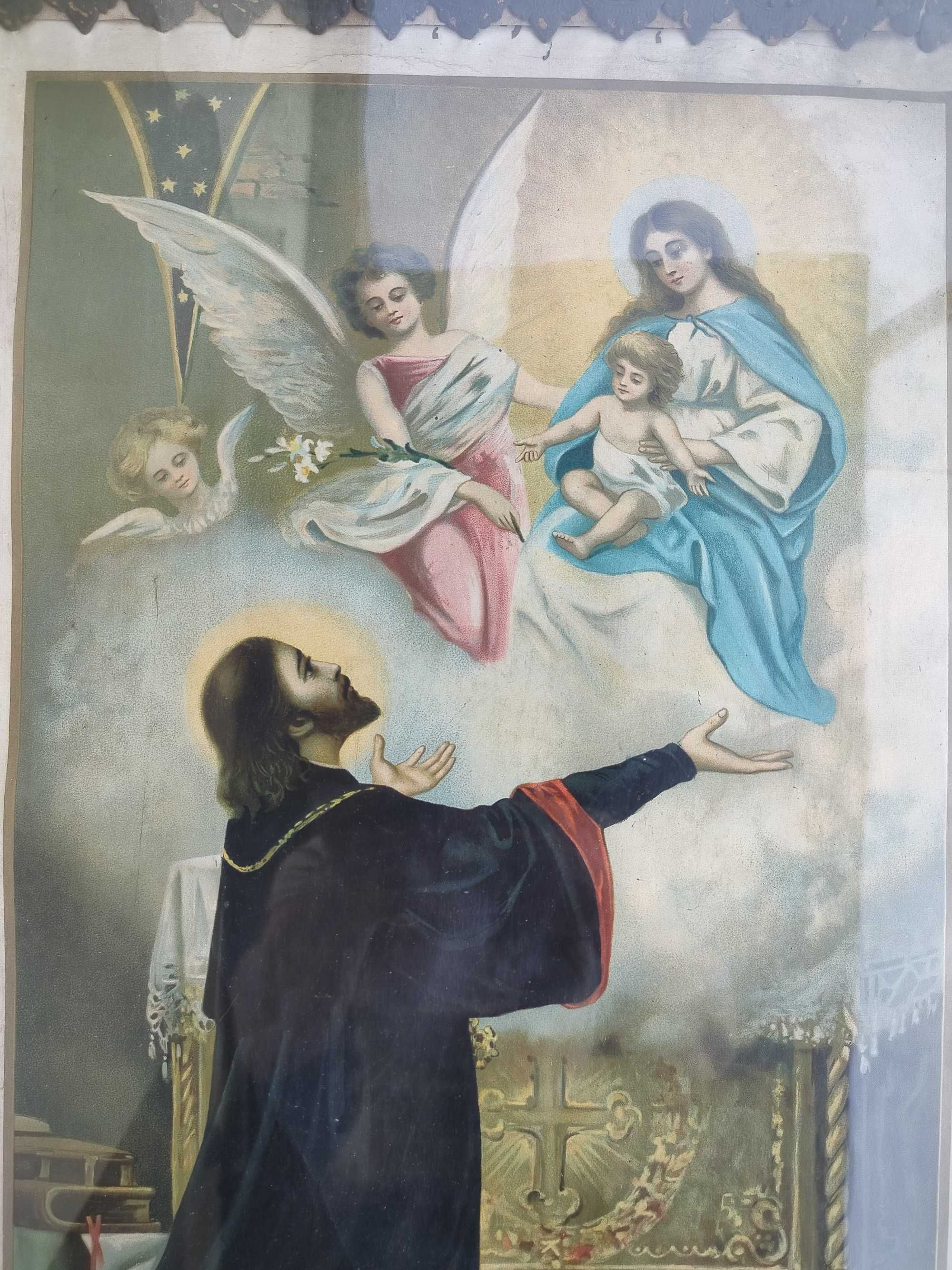 Święty Jan Kanty stary obraz za szyba chromolitografia