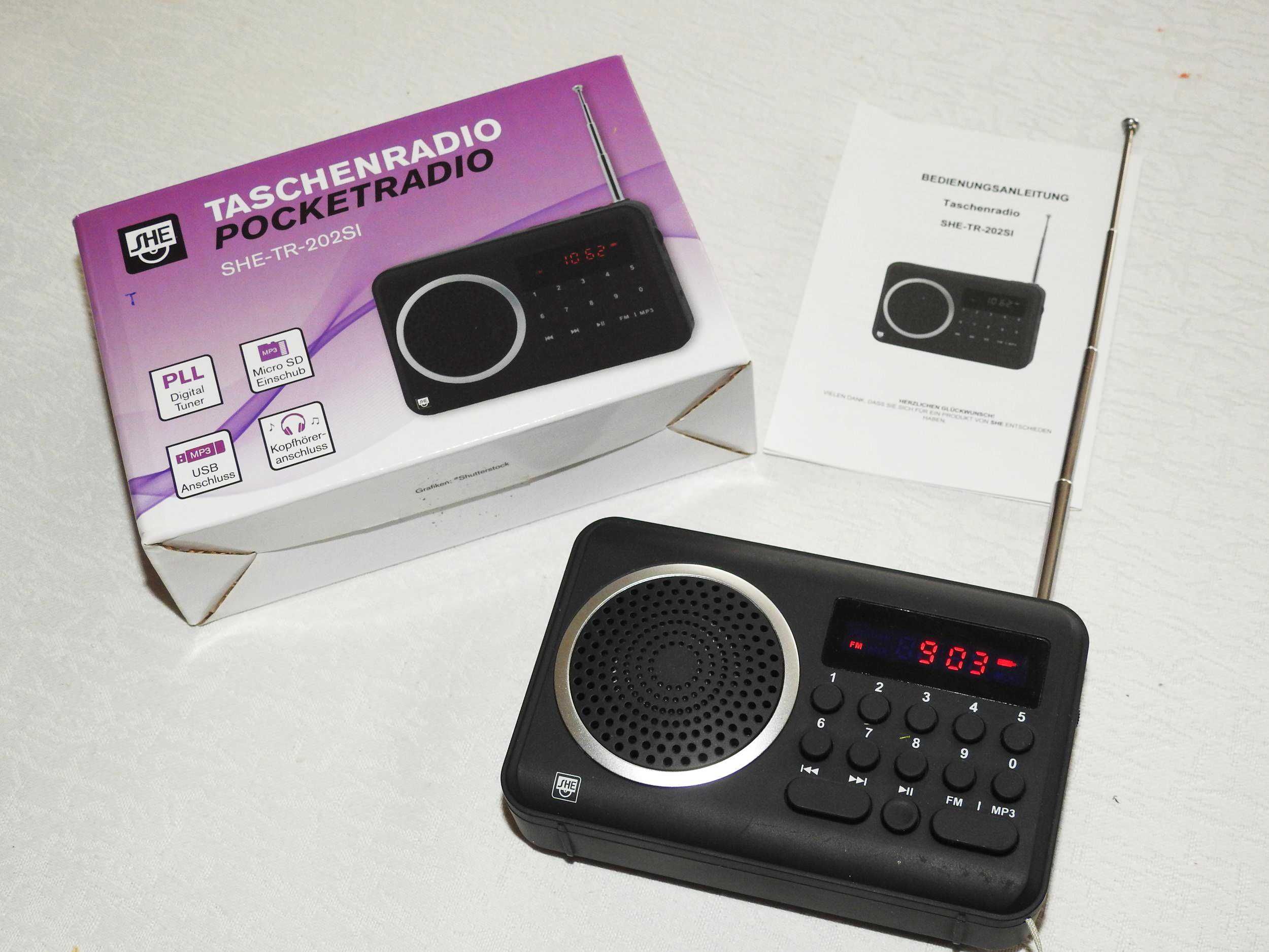 Przenośne radio kieszonkowe pocketradio FM + USB MP3 MicroSD