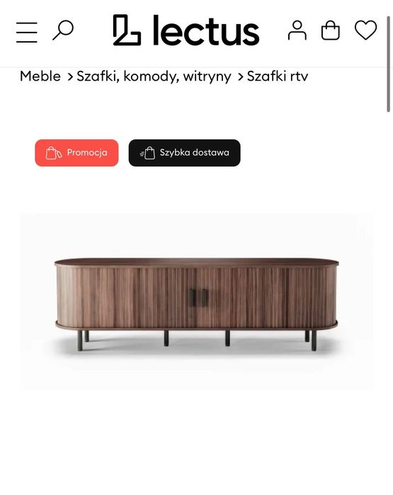 Szafka RTV Gliss zamknięta, zaokrąglona, lamele, orzech ciemny