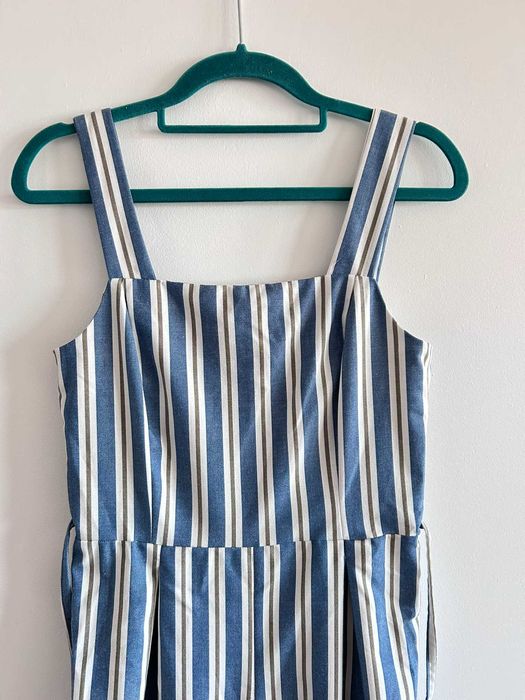 Damski kombinezon sukienka w paski 36 błękitna boho