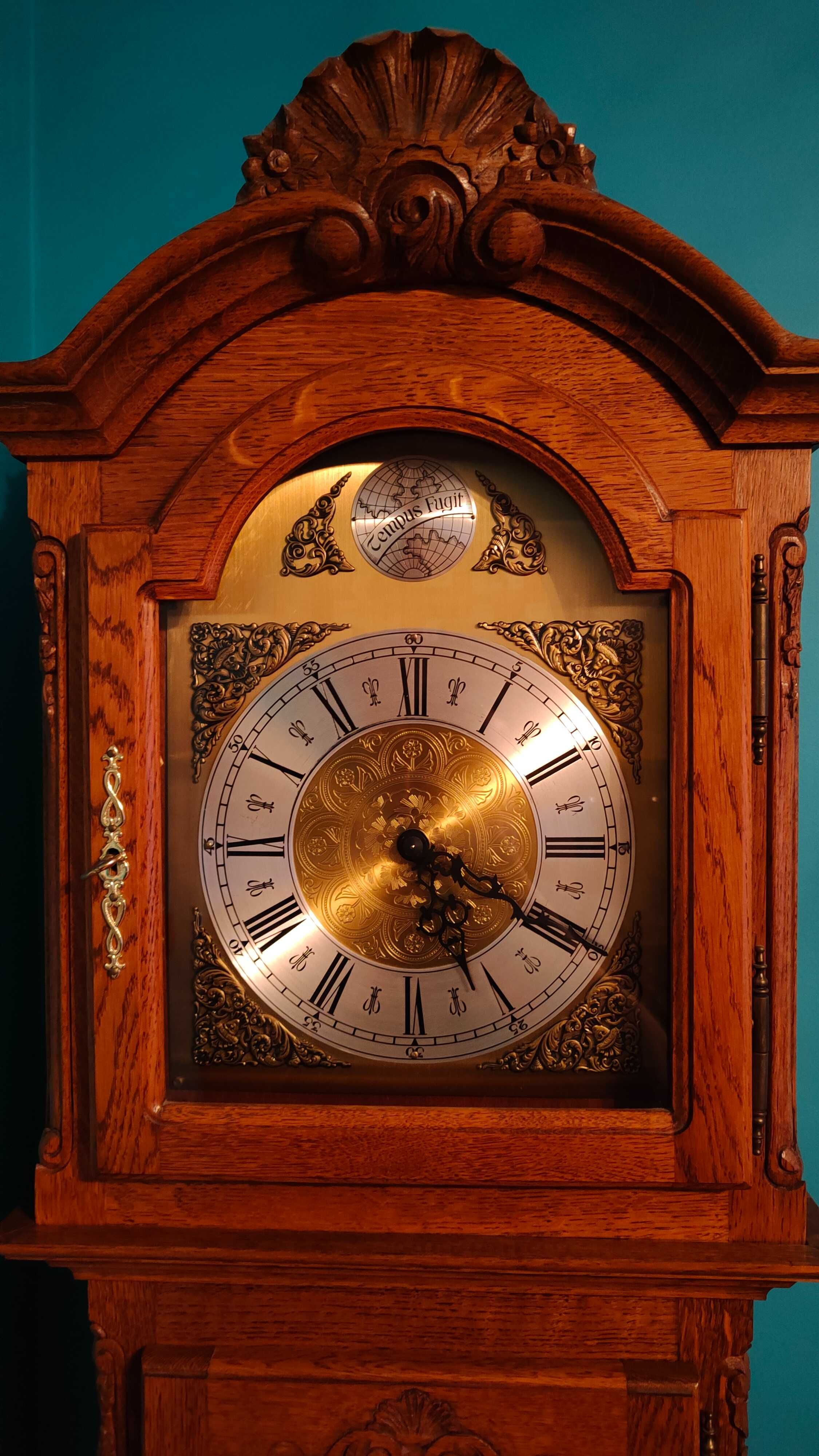 Zegar grawitacyjny stojący antyk z wahadłem lite drewno
