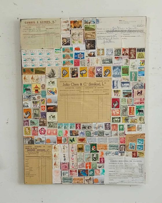 Antigo Cartaz (Decorativo/Coleção) com Selos, Documentos Antigos