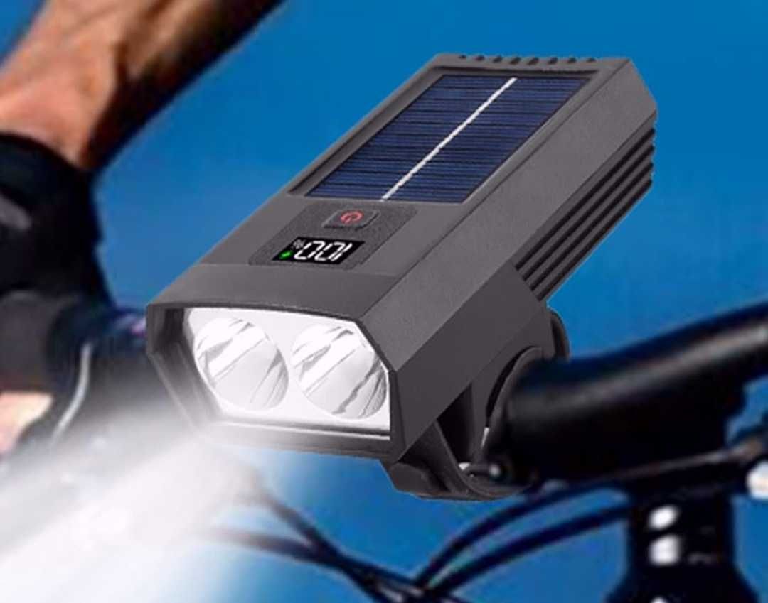Велофара LED фонарь ліхтар сонячна панель акумуляторна Tаре-с Яркая!