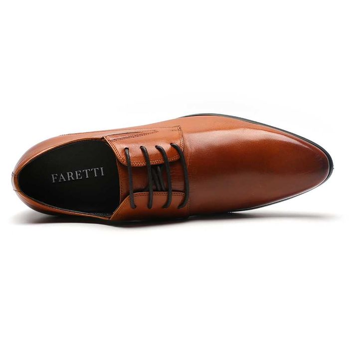 Eleganckie brązowe BUTY PODWYŻSZAJĄCE na ślub +8 cm wzrostu FARETTI.PL