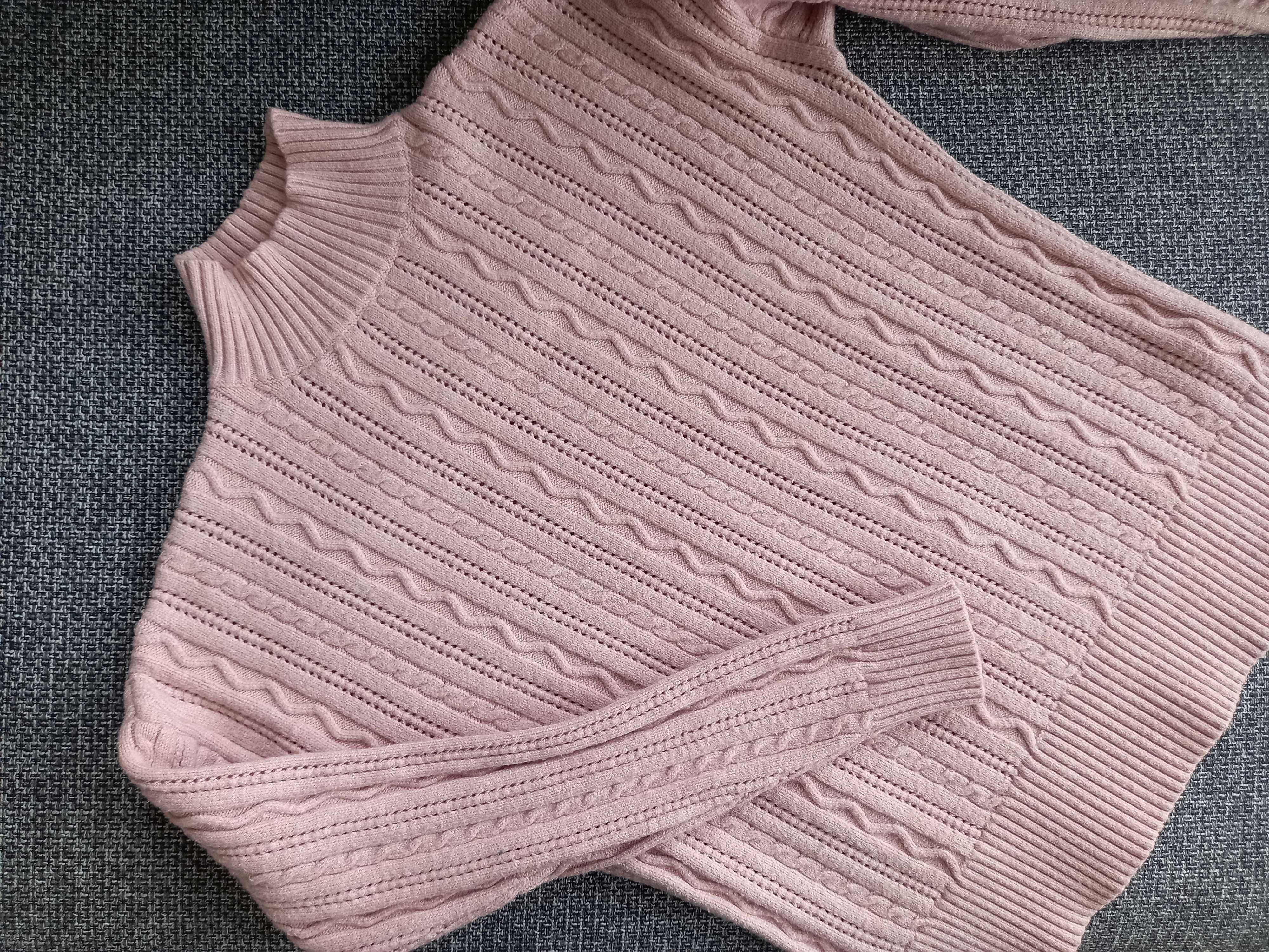 Reserved sweter damski różowy warkocz r. S / 36