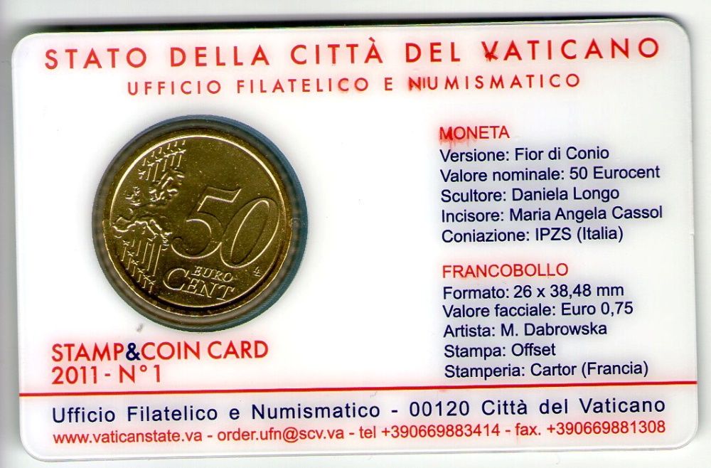 Vaticano 2010/13 (Stamp & Coincard 1-4) DESCONTO 15% (tempo lmitado)