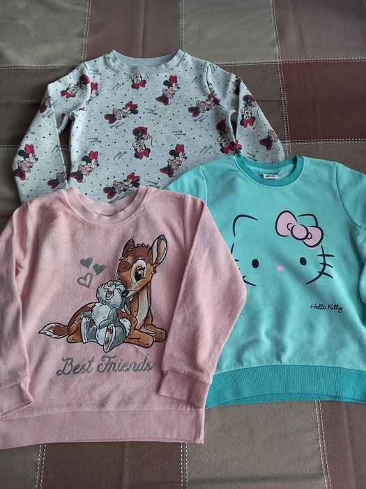 Bluzy dziewczęce, Bambi, Minnie, Hello Kitty, rozm. 98-104 Zestaw
