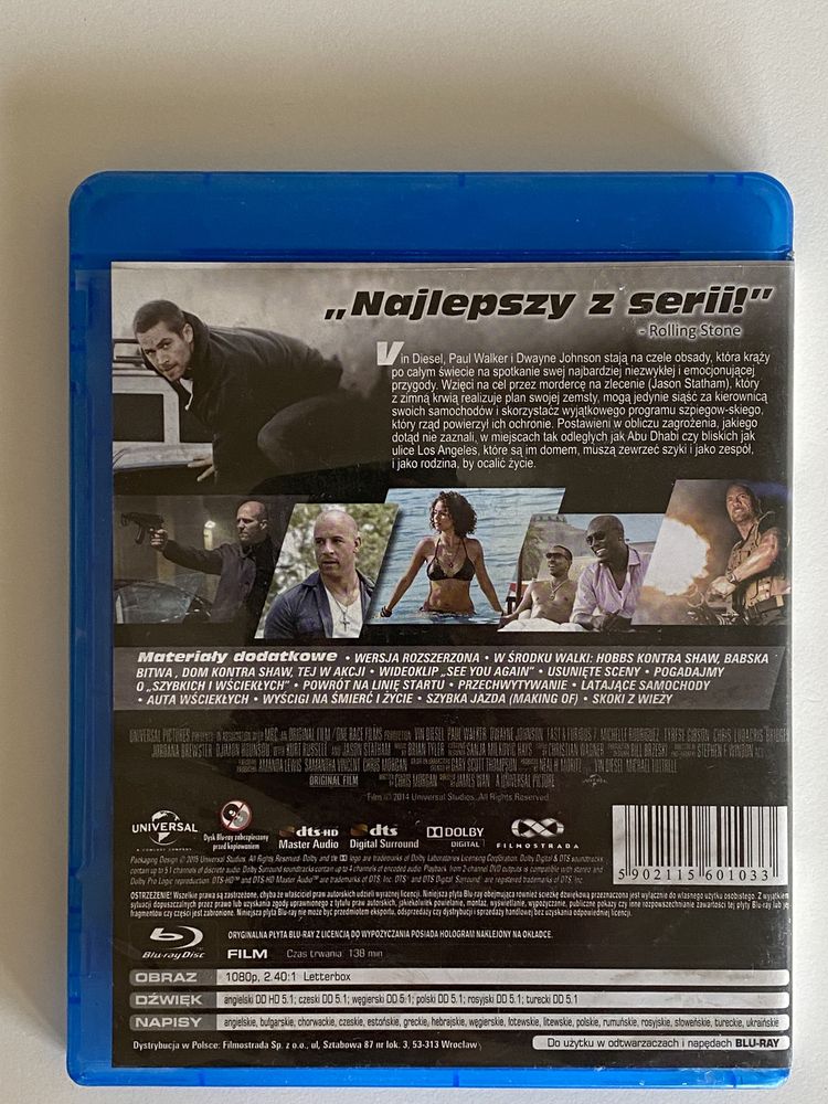 Szybcy i wściekli 7 wydanie rozszerzone film Blu-ray Disc