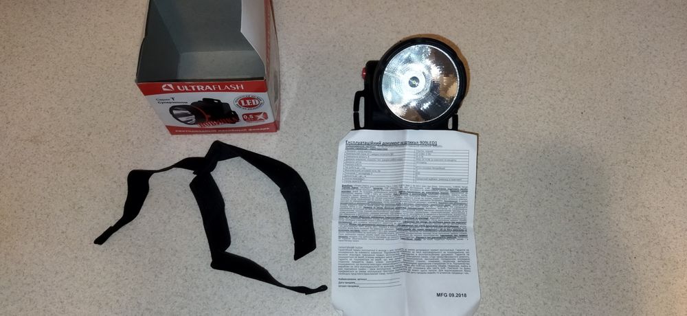 Новый LED Фонарик UltraFlash на лобный на 3х батарейках АА (R6)
