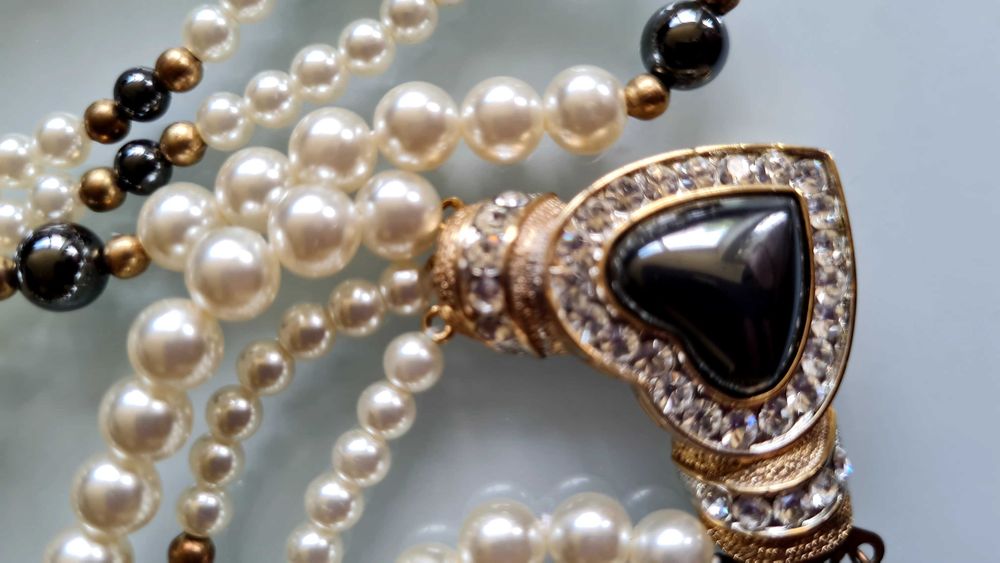 Намисто із перлин, гематиту та сваровськи