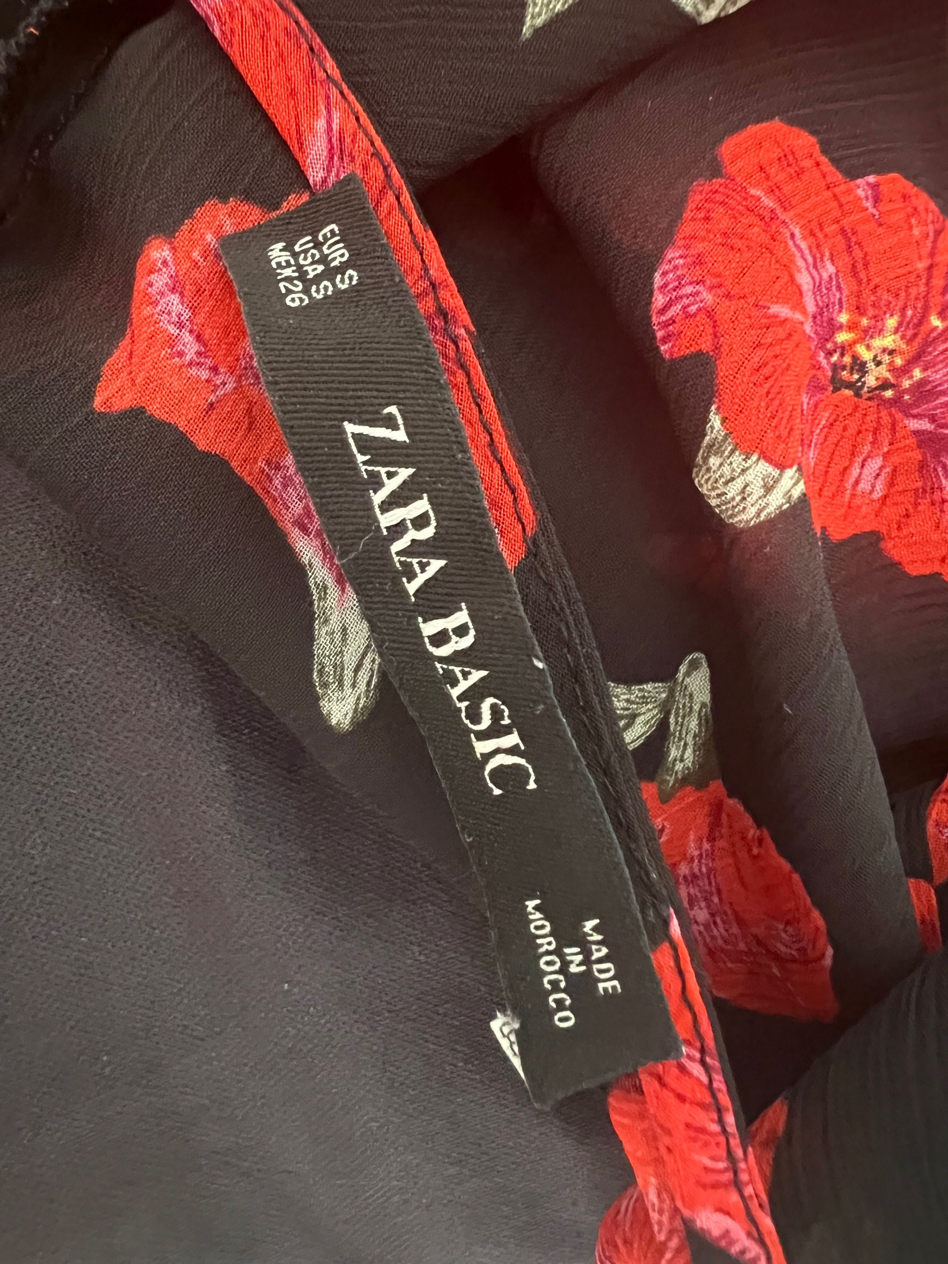 Czarna letnia sukienka w maki Zara 36