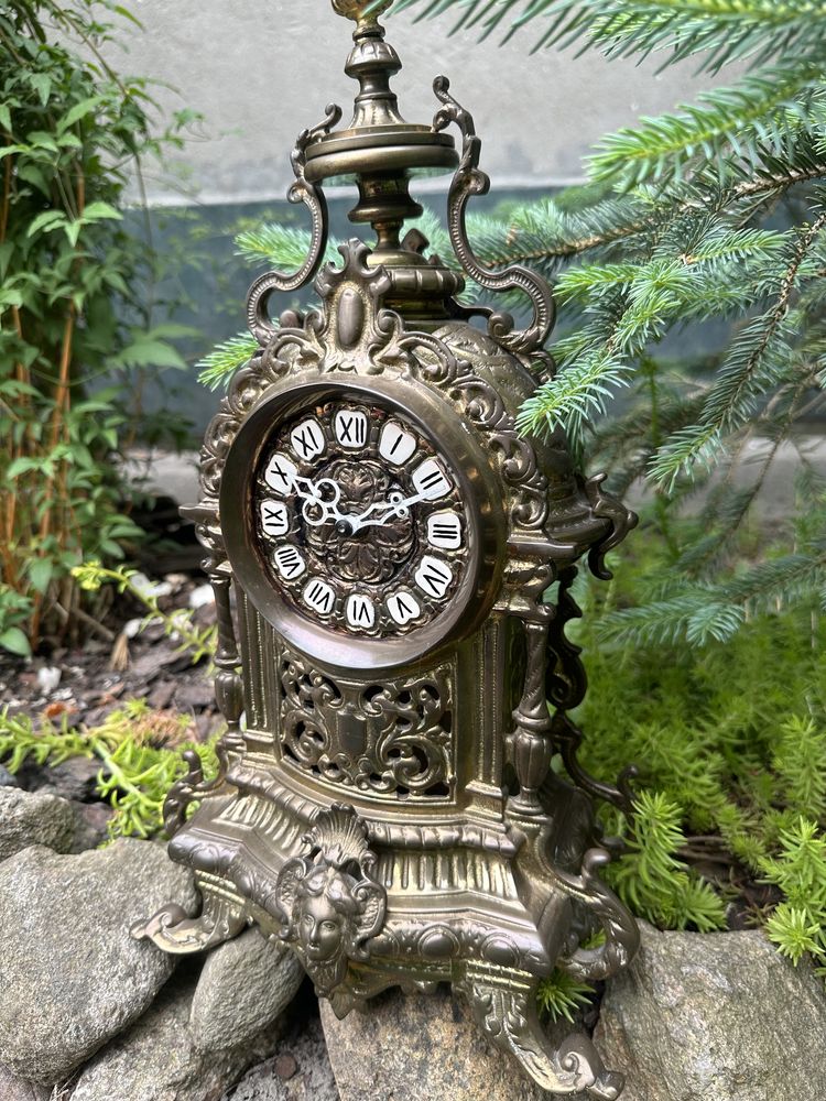 Stary zegar mosiężny- mosiądz 42 cm.