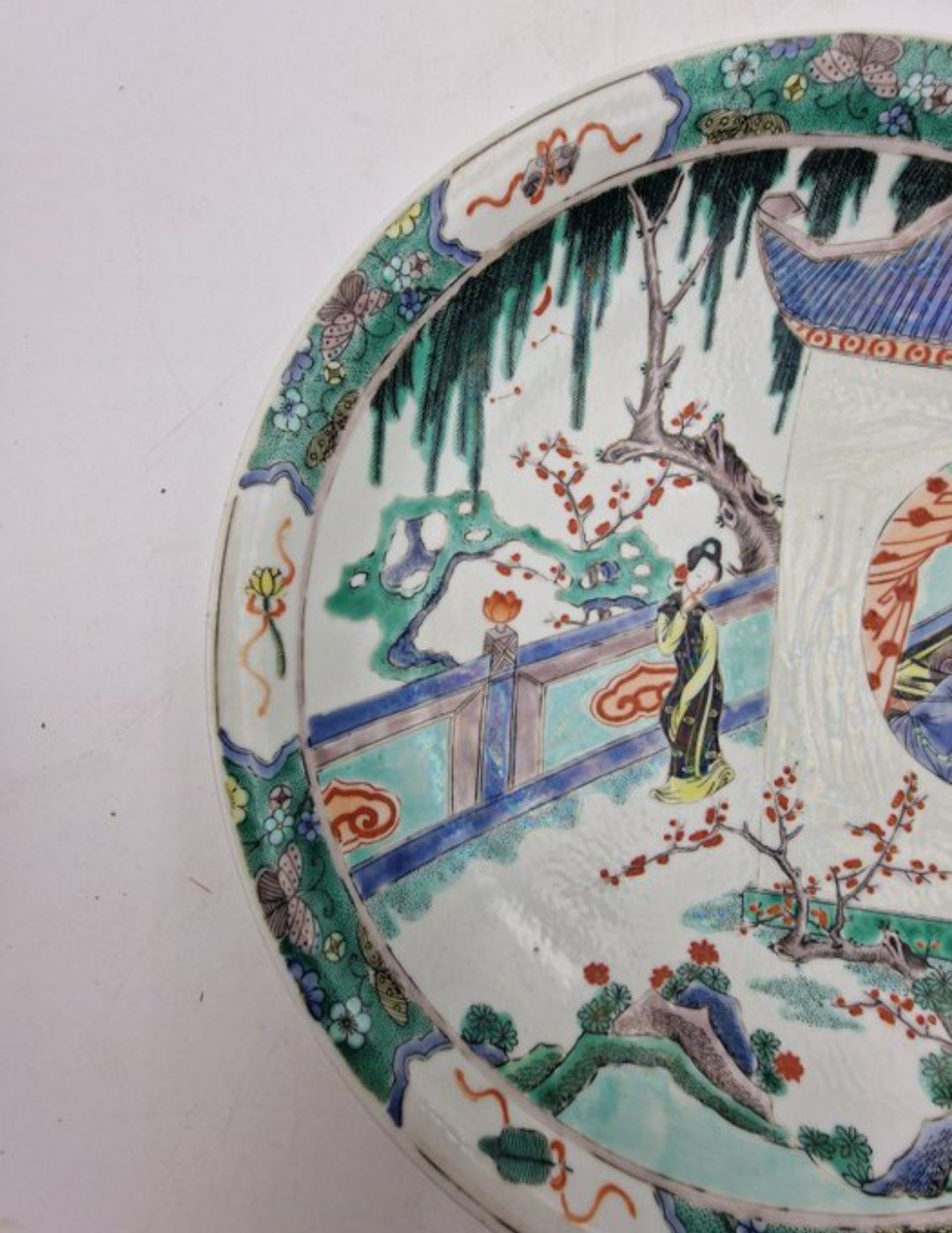 Prato Kangxi, século 18, porcelana chinesa antiga
